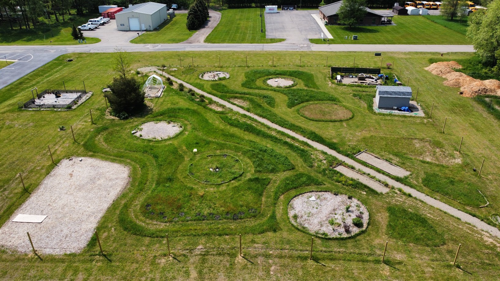 Arial image of the Veterans Therapy Garden in Paw Paw.
